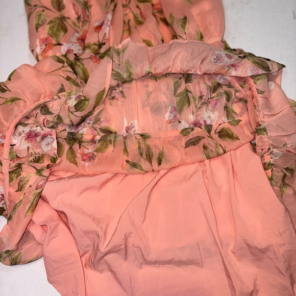 Lost + Wander Sunset Fleurs Mini Dress coral floral tiered ruffles medium - Picture 12 of 13
